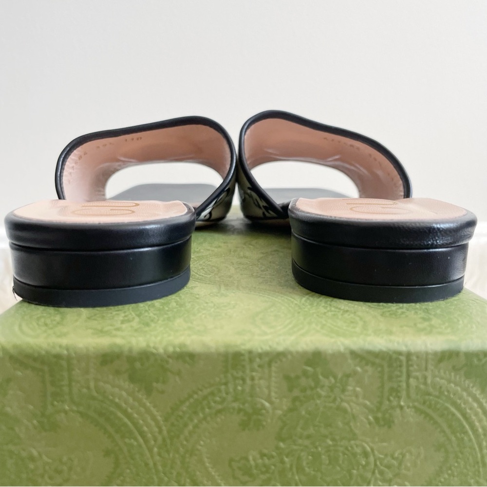 Gucci Jolie GG Marmont Slide Sandal Black White Leather size 39.5 - Picture 10 of 16
